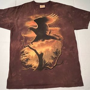 VINTAGE 1990’’s The Mountain T-Shirt Golden Eagle Bird brown Tie Dye Shirt
